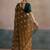 olive floral beads and stones pure chiffon saree