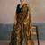 olive floral beads and stones pure chiffon saree