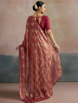rose floral beads and stones pure chiffon saree 4
