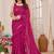 pink embellished mirror work ruffled saree