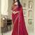 pink embellished striped embroidered poly georgette heavy work saree