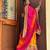 orange orange & pink printed & embroidered pure chiffon bandhani saree