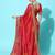 coral coral & red bandhani zari dola silk half and half bandhani saree