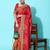coral coral & red bandhani zari dola silk half and half bandhani saree