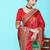 coral coral & red bandhani zari dola silk half and half bandhani saree