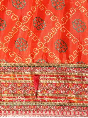coral coral & red bandhani zari dola silk half and half bandhani saree 5