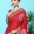 pink pink & red bandhani embroidered dola silk half and half bandhani saree