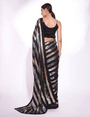 black embellished sequinned saree 3
