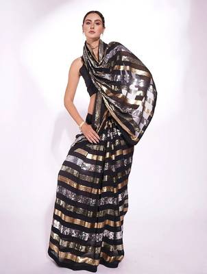 black embellished sequinned saree 4