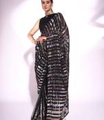 black embellished sequinned saree