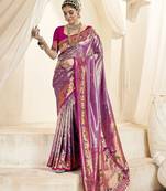 violet woven design zari tissue heavy work paithani saree