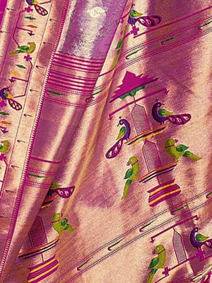 violet woven design zari tissue heavy work paithani saree 3