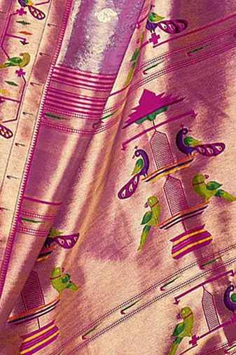 violet woven design zari tissue heavy work paithani saree