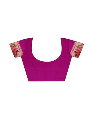 violet woven design zari tissue heavy work paithani saree 4