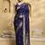 navy_blue ethnic motifs  embellished woven design banarasi silk saree with blouse