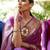 magenta magenta & gold-toned floral zari silk blend banarasi saree