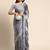 grey embellished beads and stones organza saree