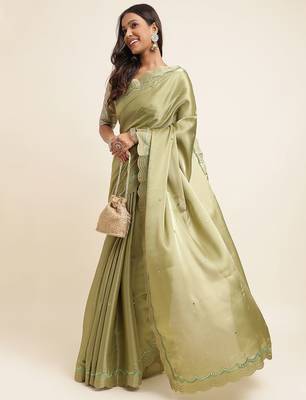 green green embellished organza saree 1