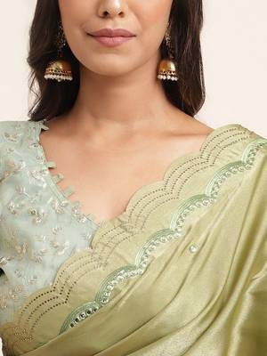 green green embellished organza saree 5