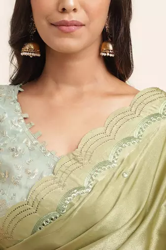 green green embellished organza saree