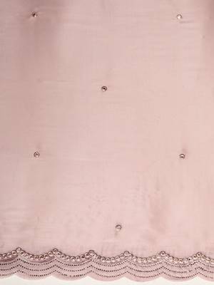 pink embellished sequinned organza saree 4