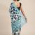 blue blue & black abstract print pure linen celebrity saree