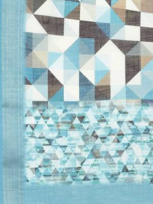 blue blue & black abstract print pure linen celebrity saree 4