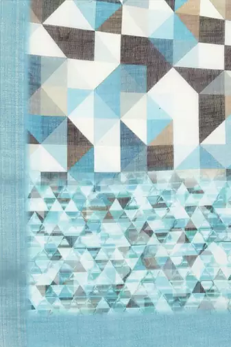 blue blue & black abstract print pure linen celebrity saree