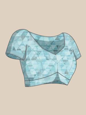 blue blue & black abstract print pure linen celebrity saree 5
