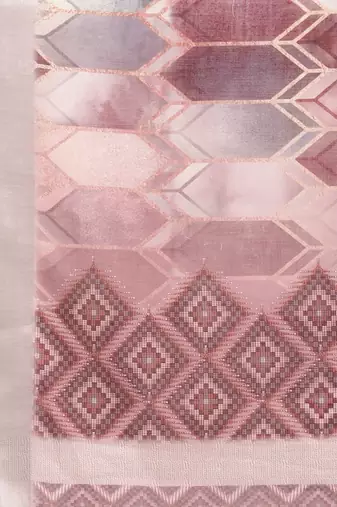 purple purple & grey abstract print pure linen celebrity saree