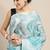 blue blue abstract print pure linen celebrity saree