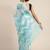blue blue abstract print pure linen celebrity saree