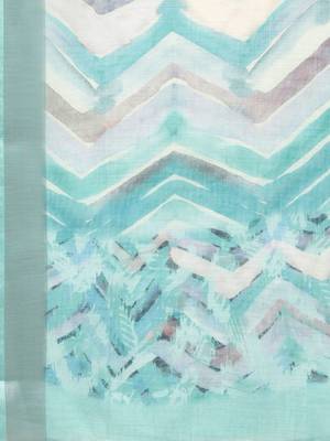 blue blue abstract print pure linen celebrity saree 5