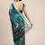 blue blue abstract print pure linen celebrity saree