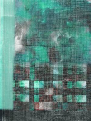 blue blue abstract print pure linen celebrity saree 5
