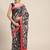 black black & cream-coloured floral print pure linen celebrity saree