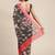 black black & cream-coloured floral print pure linen celebrity saree