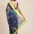blue blue & green floral print pure linen celebrity saree
