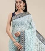 blue blue embellished sequinned saree