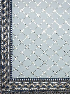 blue blue embellished sequinned saree 5