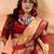 peach ethnic motifs printed woven design zari saree
