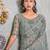 grey embellished sequinned pure georgette heavy work saree
