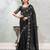 black black & silver-toned embellished sequinned pure georgette saree