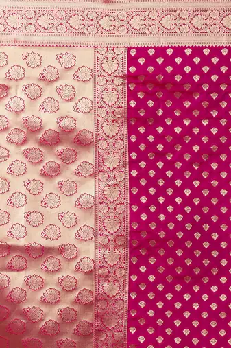 pink pink & gold-toned silk blend woven design kanjeevaram saree
