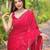 red embroidered sequinned satin saree