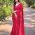 red embroidered sequinned satin saree