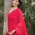 red embroidered sequinned satin saree