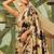 beige geometric printed satin saree