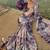 purple geometric printed satin saree
