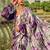purple geometric printed satin saree